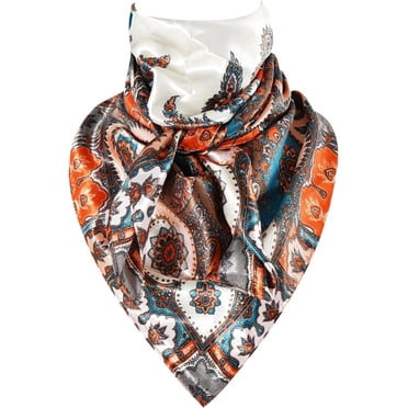 GERINLY Men's Wild Rag 2-Pack - 35" Western Silk-Feel Bandana Cowboy Scarves