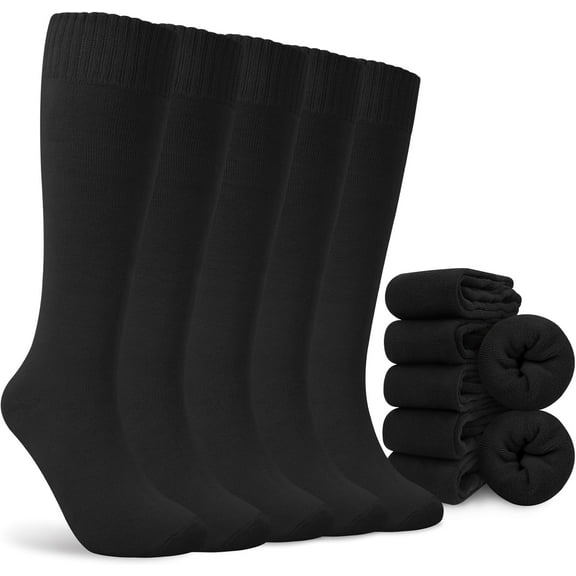Nanahuang Warm Knee High Socks for Women 5 Pairs, Thermal Womens Cotton Long Casual Thick Winter Gifts Socks for Hiking Skiing