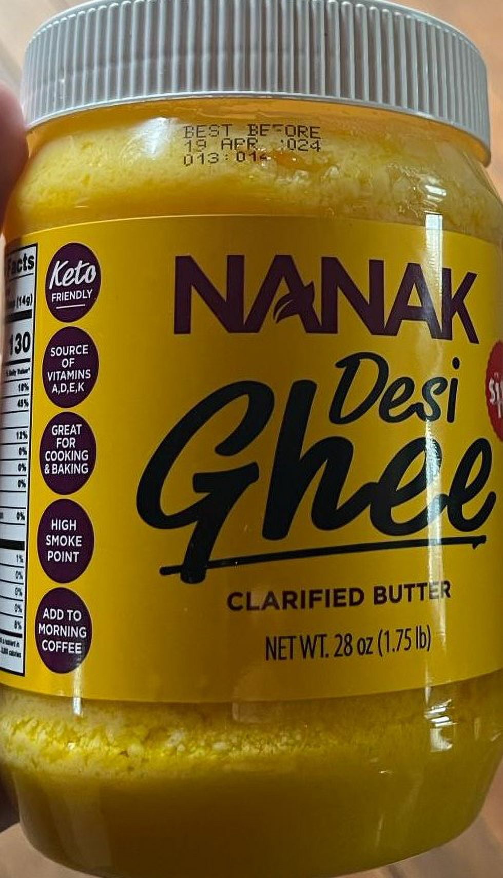 Nanak Pure Desi Ghee, Clarified Butter, 28Ounce Jar