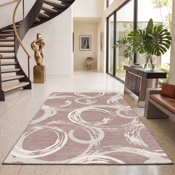 Nanan 10'x13' Geometric Area Rug Modern Abstract Rug with Non Slip Backing, Soft Machine Washable Indoor Carpet for Living Room, Bedroom, Dining Room, Pink