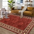 thumbnail image 1 of Nanan 10'x13' Modern Bordered Area Rug Geometric Carpet, Machine Washable Rug Non Slip Solid Indoor Rug for Living Room Bedroom Home Office, Red, 1 of 9
