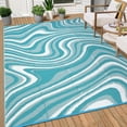 thumbnail image 1 of Nanan 10'x14' Outdoor Rug Modern Abstract Reversible Plastic Straw Rugs, Waterproof Camping Carpet Patio Rug for Backyard, RV, Deck, Porch, Balcony, Blue, 1 of 9