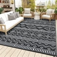 thumbnail image 1 of Nanan 10'x20' Outdoor Rug Waterproof Reversible Outdoor Patio Rug Foldable Portable Plastic Straw Mats for Camping Balcony Picnic Deck, Black White, 1 of 8