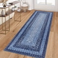 thumbnail image 1 of Nanan 2'x6' Braided Print Runner Rug Non Slip Farmhouse Carpet, Washable Rug Non Shedding Stain Resistant Indoor Mats for Living Room Bedroom Nursery Office, Navy Blue, 1 of 8