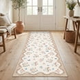 thumbnail image 1 of Nanan 2'x6' Floral Runner Rug Kitchen Hallway Non Slip Bedroom Runner Rug Soft Low Pile Foldable Mat for Laundry Room, Beige, 1 of 8