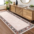 thumbnail image 1 of Nanan 2'x6' Modern Bordered Runner Rug Geometric Carpet, Machine Washable Rug Non Slip Solid Indoor Rug for Hallway Bedroom Kitchen, Beige, 1 of 6