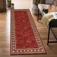 thumbnail image 1 of Nanan 2'x6' Modern Bordered Runner Rug Geometric Carpet, Machine Washable Rug Non Slip Solid Indoor Rug for Hallway Bedroom Kitchen, Red, 1 of 6