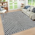 thumbnail image 1 of Nanan 2'x6' Modern Geometric Striped Runner Rug Soft Washable Rug, Non Slip Low Pile Indoor Carpet for Hallway Bedroom Enterway, Beige, 1 of 10