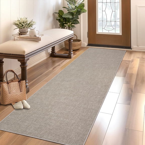 Nanan 2'x6' Modern Solid Runner Rug Woven Textured Carpet, Washable Non Slip Rug for Hallway Bedroom Home Decor, Camel
