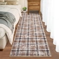 thumbnail image 1 of Nanan 2'x8' Modern Plaid Area Rug Farmhouse Geometric Carpet, Washable Rug Non Slip Indoor Mats for Hallway Bedroom Kitchen, Camel, 1 of 7