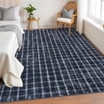 thumbnail image 1 of Nanan 3'x5' Modern Geometric Checkered Rug Washable Plaid Rug, Non-Slip Low Pile Carpet for Living Room Bedroom Home Office, Blue, 1 of 6