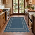 thumbnail image 1 of Nanan 3'x5' Scalloped Jute Area Rug Natural Solid Rug, Farmhouse Washable Rug Non-Slip Indoor Carpet for Hallway Entryway Doorway, Blue, 1 of 7