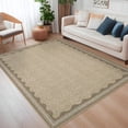 thumbnail image 1 of Nanan 4'x6' Scalloped Area rug Solid Minimalism Carpet, Washable Rug Non-Slip Low-Pile Indoor Mat for Living Room Bedroom Dining Room, Heather, 1 of 7