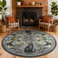 thumbnail image 1 of Nanan 5' Round Area Rug, Washable Cat Botanical Non Slip Stain-resistant Rugs for Dorm Apartment, Soft Foldable Carpet, Gray, 1 of 6