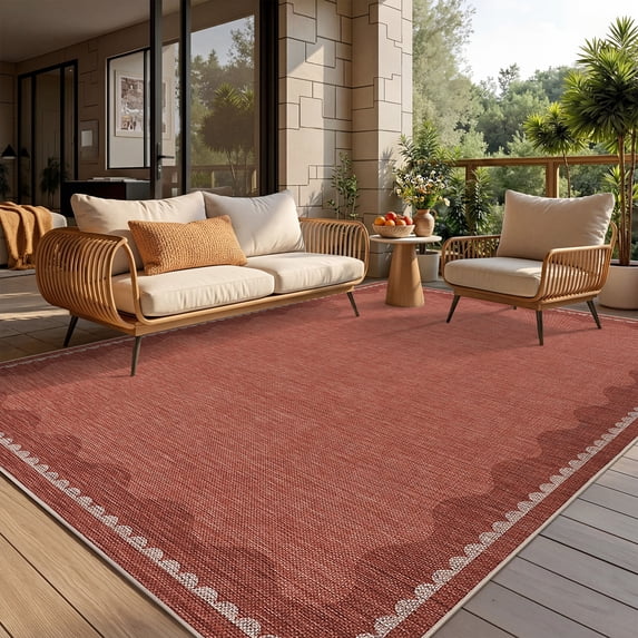 Nanan 5'x7' Modern BordeOrange Area Rug Natural Solid Rug, Farmhouse Washable Rug Non-Slip Indoor Carpet for Living Room Bedroom Home Office, Brick Orange