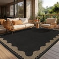 thumbnail image 1 of Nanan 5'x7' Modern BordeOrange Area Rug Natural Solid Rug, Farmhouse Washable Rug Non-Slip Indoor Carpet for Living Room Bedroom Home Office, Black, 1 of 9