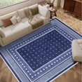 thumbnail image 1 of Nanan 5'x7' Modern Bordered Area Rug Geometric Carpet, Washable Stain-Resistant Non-Slip Rug for Living Room Bedroom Home Office, Blue, 1 of 10