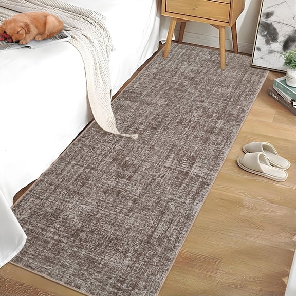 Nanan 5x7 Solid Area Rug Classic Neutral Carpet, Soft Non Slip Low Pile Indoor Rug for Living Room Bedroom Home Decor, Brown
