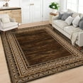 thumbnail image 1 of Nanan 8'x10' Geometric Bordered Area Rug Modern Throw Carpet, Washable Rug Soft Non Slip Indoor Floor Mat for Living Room Bedroom Home Decor, Red Brown, 1 of 7