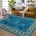 thumbnail image 1 of Nanan 8'x10' Modern Bordered Area Rug Geometric Carpet, Machine Washable Rug Non Slip Solid Indoor Rug for Living Room Bedroom Home Office, Blue Green, 1 of 9