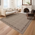 thumbnail image 1 of Nanan 8'x10' Scalloped Area rug Solid Minimalism Carpet, Washable Rug Non-Slip Low-Pile Indoor Mat for Living Room Bedroom Dining Room, Brown, 1 of 8