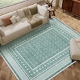 thumbnail image 1 of Nanan 9'x12' Modern Bordered Area Rug Geometric Carpet, Washable Stain-Resistant Non-Slip Rug for Living Room Bedroom Home Office, Green, 1 of 10