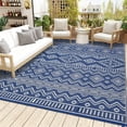 thumbnail image 1 of Nanan 9'x18' Outdoor Rug Waterproof Reversible Outdoor Patio Rug Foldable Portable Plastic Straw Mats for Camping Balcony Picnic Deck, Dark Blue, 1 of 8