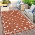 thumbnail image 1 of Nanan Outdoor Rug 9x18ft Modern Bordered Area Rugs, Waterproof Reversible Patio Rug Plastic Straw Outdoor Carpet for Deck, Backyard, Porch, RV & Camping, Orange & White, 1 of 9