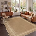thumbnail image 1 of Nanan Scalloped Area Rug 10'x13' Edge Jute Rug, Washable Non Slip Low Pile Indoor Outdoor Rug Farmhouse Carpet for Living Room Dining Room Patio Entryway, Heather, 1 of 10