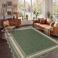 thumbnail image 1 of Nanan Scalloped Area Rug 9'x12' Edge Jute Rug, Washable Non Slip Low Pile Indoor Outdoor Rug Farmhouse Carpet for Living Room Dining Room Patio Entryway, Green, 1 of 10