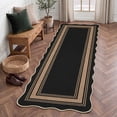 thumbnail image 1 of Nanan Scalloped Runner Rug 2'x6' Edge Jute Rug, Washable Non Slip Low Pile Indoor Outdoor Rug Farmhouse Carpet for Living Room Dining Room Patio Entryway, Black Coffee, 1 of 7