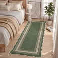 thumbnail image 1 of Nanan Scalloped Runner Rug 2'x6' Edge Jute Rug, Washable Non Slip Low Pile Indoor Outdoor Rug Farmhouse Carpet for Living Room Dining Room Patio Entryway, Green, 1 of 7