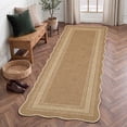 thumbnail image 1 of Nanan Scalloped Runner Rug 2'x6' Edge Jute Rug, Washable Non Slip Low Pile Indoor Outdoor Rug Farmhouse Carpet for Living Room Dining Room Patio Entryway, Heather, 1 of 7
