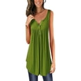 thumbnail image 1 of Nananla Women's Pleated Sleeveless T-shirt Top, 1 of 4