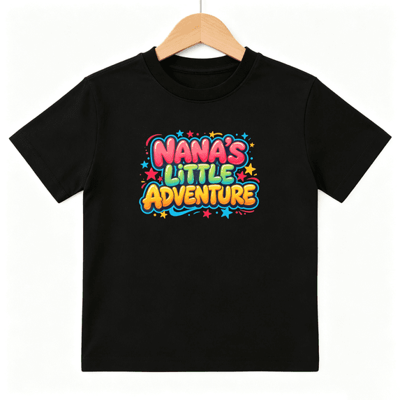 Nanas Little Adventure Girls Graphic Tee, Cute Colorful Travel 100% Cotton Kids Short Sleeve T-Shirt