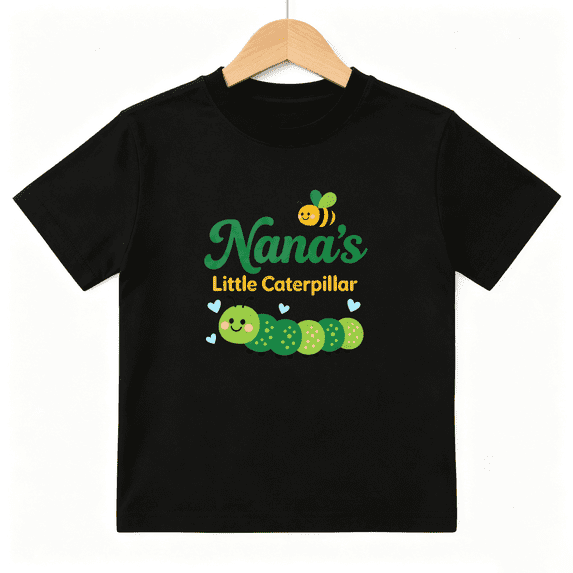 Nanas Little Caterpillar Girls Graphic Tee, Cute Insect Bug 100% Cotton Kids Short Sleeve T-Shirt
