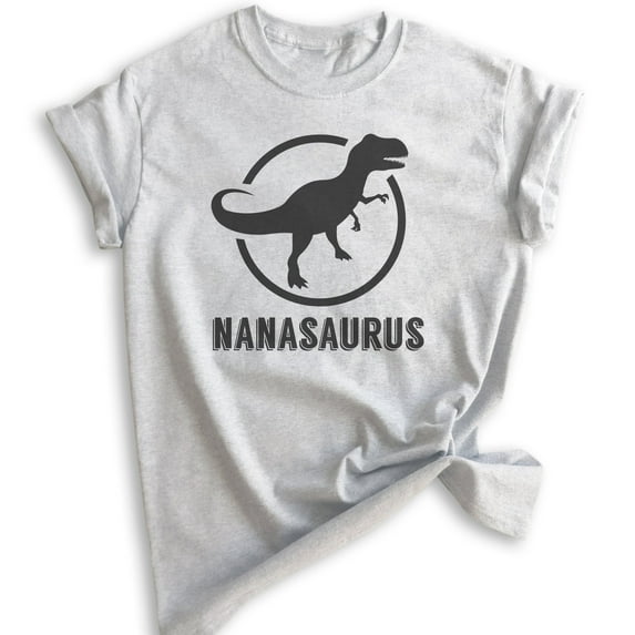 Nanasaurus T-shirt, Unisex Women's Shirt, Nana T-shirt, Family Dinosaur Shirt, Heather Ash, Large