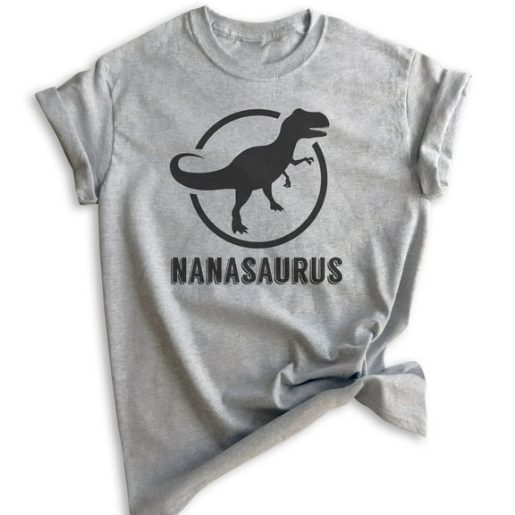 Nanasaurus T-shirt, Unisex Women's Shirt, Nana T-shirt, Family Dinosaur Shirt, Heather Gray, Large