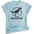 thumbnail image 1 of Nanasaurus T-shirt, Unisex Women's Shirt, Nana T-shirt, Family Dinosaur Shirt, Heather Light Blue, Medium, 1 of 6