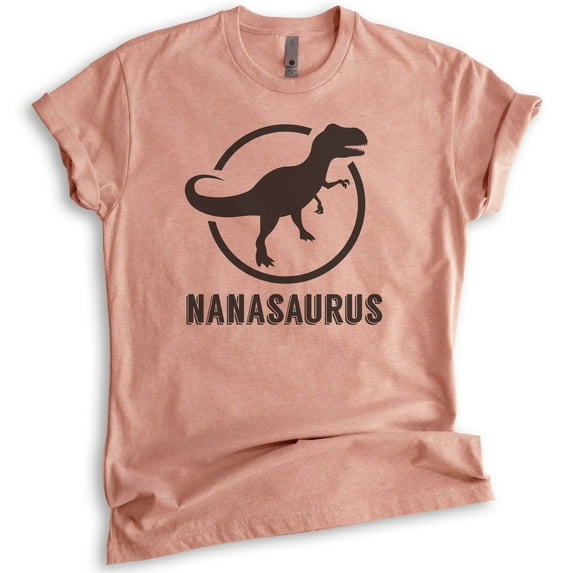 Nanasaurus T-shirt, Unisex Women's Shirt, Nana T-shirt, Family Dinosaur Shirt, Heather Sunset, XX-Large