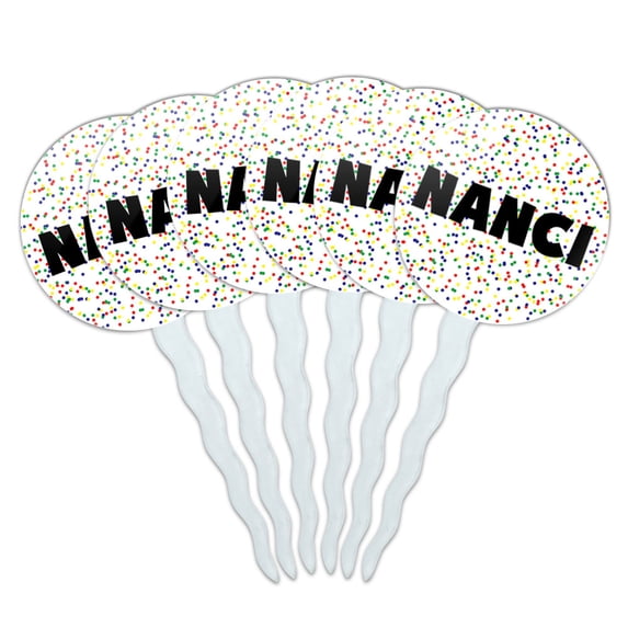 Nanci Cupcake Picks Toppers - Set of 6 - Mutlicolored Speckles