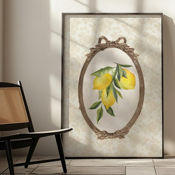 Nancy Meyers Kitchen Decor,Old Money Aesthetic Lemon,Retro Lemon Illustration,Trendy Kitchen Wall Art,Colourful Fruit Artwork,Vintage Lemons Wall Art, Modern Wall Decor, 8x12 UNFRAMED