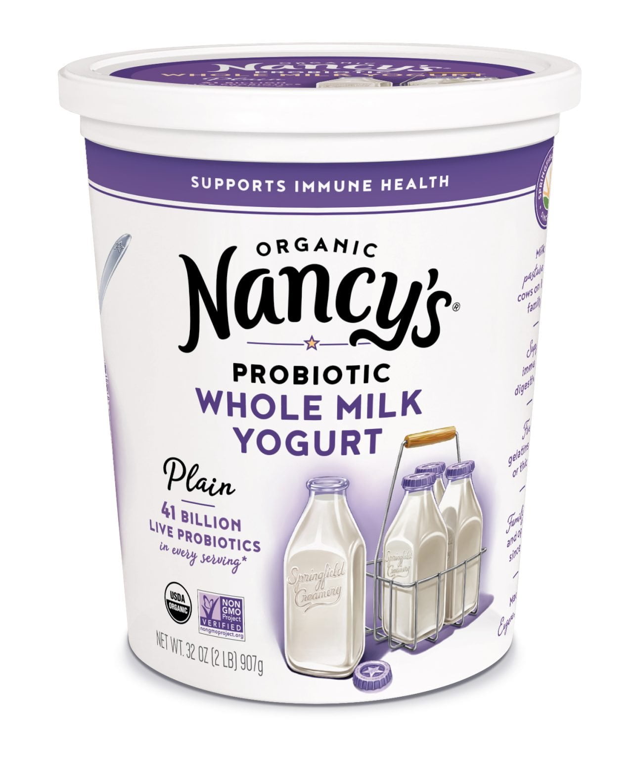 Nancy's Organic Probiotic Whole Milk Yogurt Plain, 32oz tub (Plastic