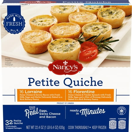 Nancy's Lorraine & Florentine Petite Quiche Frozen Snacks Variety Pack, 32 Count Box