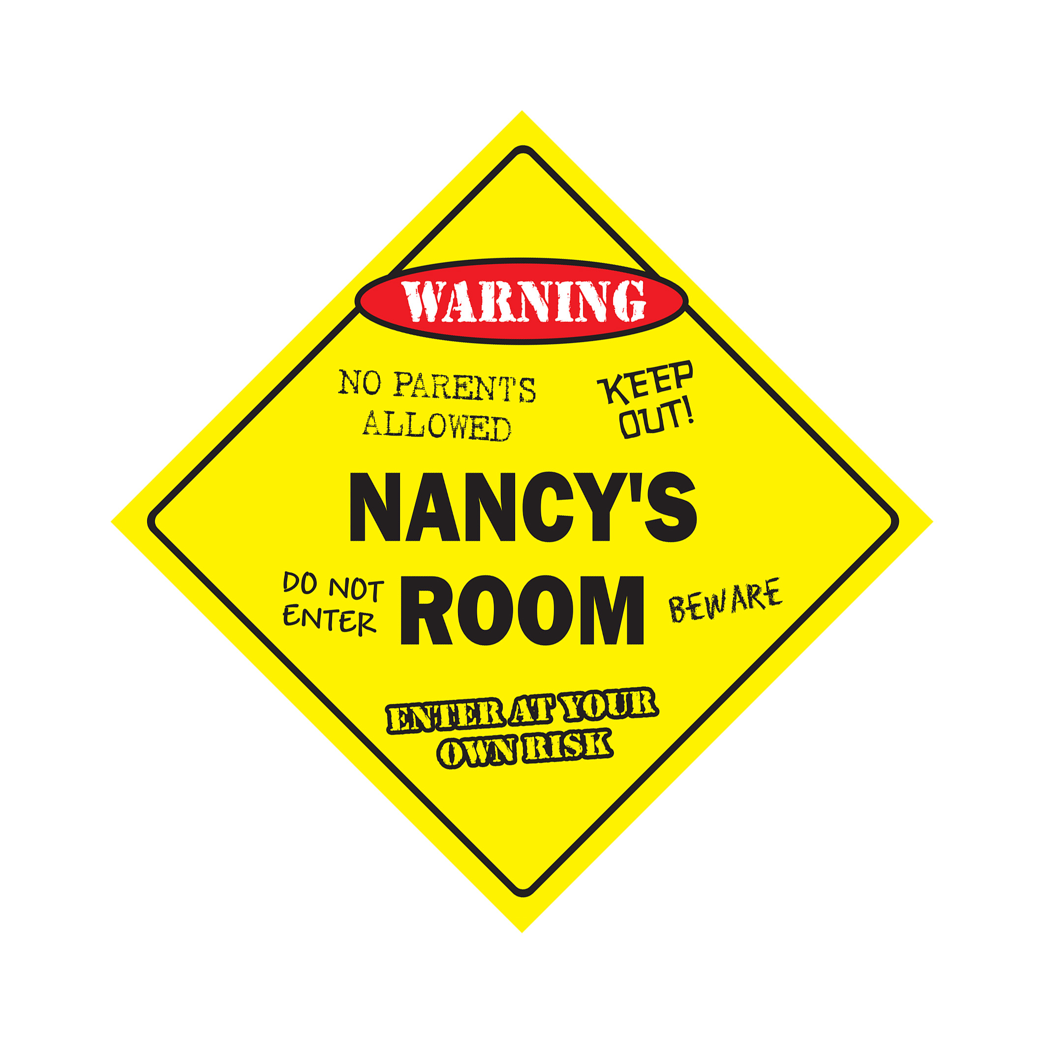 Nancy's Room Sign Crossing Zone Xing | Indoor/Outdoor | 17