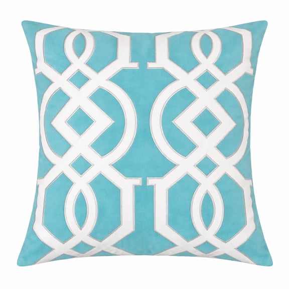Nandini Turquoise Abstract Polyester 20 in. x 20 in. Throw Pillow