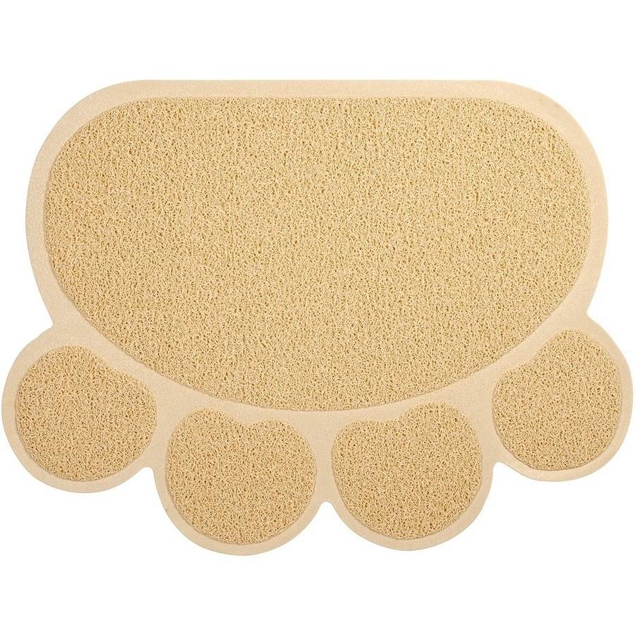 Nandog Cat Litter Mat, Paw Shape, 18" x 24", Tan