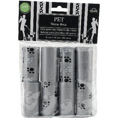 Nandog Waste Bag Replacements 8/Pkg-Gray/Black Paws, Pk 2, Nandog Pet Gear