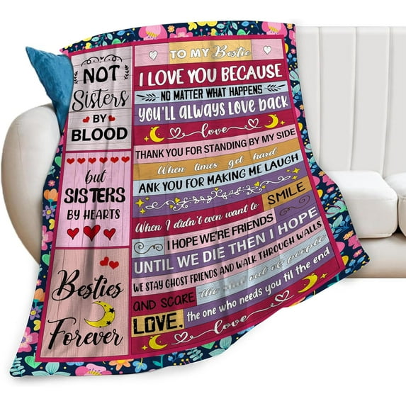 Nanen to My Bestie Throw Blanket Best Friend Blanket Gifts for Bestie Girls Women Friends BFF Graduation Birthday Friendship Gifts Throw Blankets for Bed Sofa Couch Travel 60"X80"