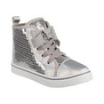 thumbnail image 1 of Nanette Lepore Bow Detail, Girl Sequin Hi-Top Canvas Sneaker, Silver, Size: 8, 1 of 7